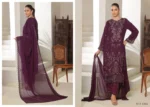 Royal Plum Majesty // Bin Hammeed Luxury Chiffon – RAY-1505 (Unstiched) - Image 3
