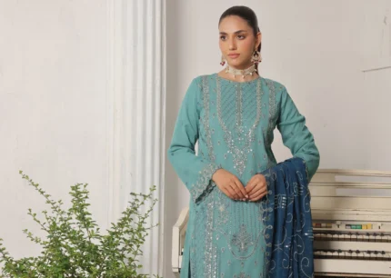 Seafoam Teal Radiance // Bin Hammeed Luxury Chiffon – EKR-1480 (Unstiched)