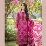 Premium Cotton Embroidery Salwar Kameez Set-Magenta Pink (Unstiched) - Image 3